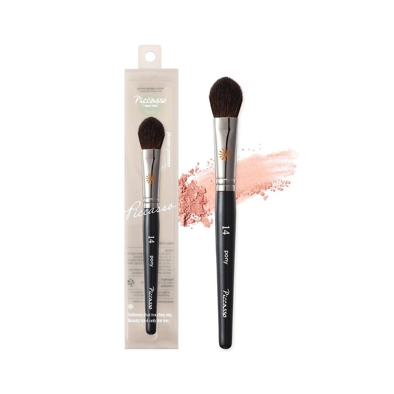 Piccasso PONY14 Makeup Brush– Soft Tapered Blush & Highlighter Applicator for Face Makeup, Fluffy Powder Finish with Soft Hair, Small Size for Precision, Professional Korean Beauty Essential - Image 1